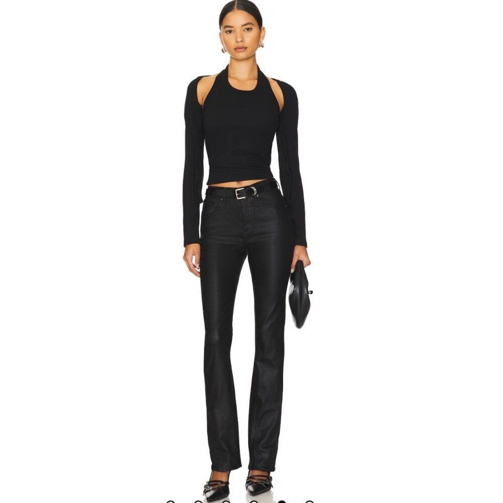 NWT Free People x We The Free Xena Coated Straight Jeans in Ethereal Black SZ 31